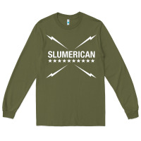 Army Green slumerican Long Sleeve Tee - ArtChic