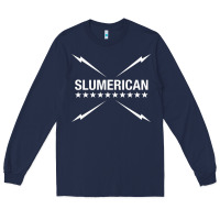 Navy slumerican Long Sleeve Tee - ArtChic