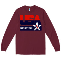 Burgundy usa basketball Long Sleeve Tee - ArtChic