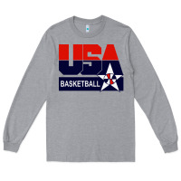 Heather Grey usa basketball Long Sleeve Tee - ArtChic