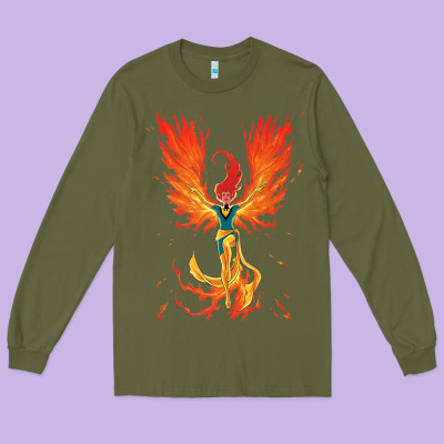 X-men Jean Grey Phoenix Cosmic Flames Long Sleeve Tee Designed By Artchic
