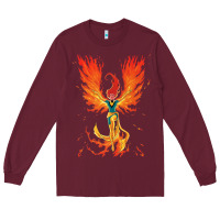 Burgundy X-Men Jean Grey Phoenix Cosmic Flames Long Sleeve Tee - ArtChic