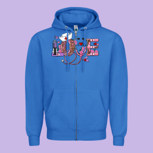 Valentines Day Nurse Love Zipper Hoodie Designed By Ranaportraitstore