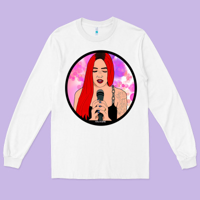 Red Hair Girl Singing Long Sleeve Tee Designed By Artchic