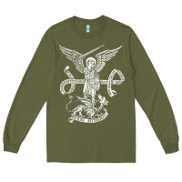 Army Green st michael archangel catholic angel defend us Long Sleeve Tee - ArtChic