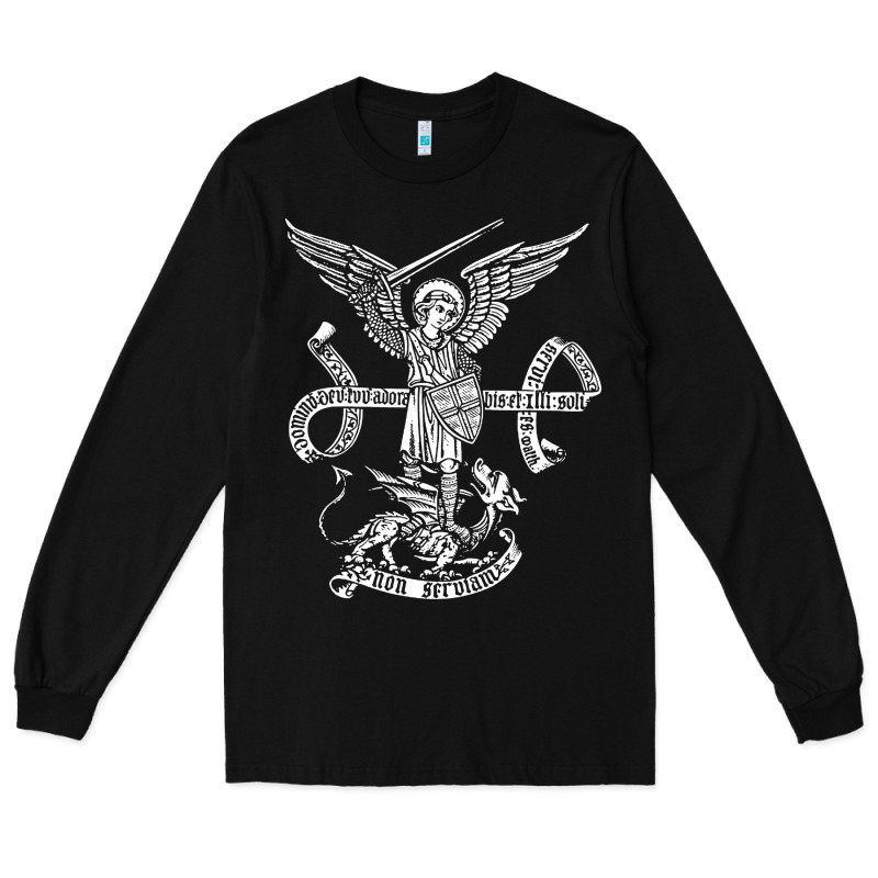 St Michael Archangel Catholic Angel Defend Us Long Sleeve Tee by ArtChic | Teevron