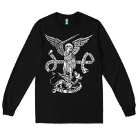 Black st michael archangel catholic angel defend us Long Sleeve Tee - ArtChic
