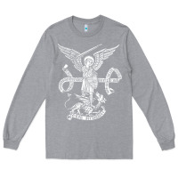 Heather Grey st michael archangel catholic angel defend us Long Sleeve Tee - ArtChic