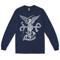 Navy st michael archangel catholic angel defend us Long Sleeve Tee - ArtChic