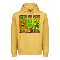 Antique Gold st patricks gnomes and coins with shamrock Premium Hoodie - Artiststas