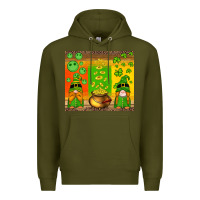 Army Green st patricks gnomes and coins with shamrock Premium Hoodie - Artiststas