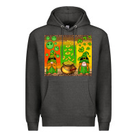 Charcoal Heather st patricks gnomes and coins with shamrock Premium Hoodie - Artiststas