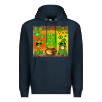 Navy st patricks gnomes and coins with shamrock Premium Hoodie - Artiststas