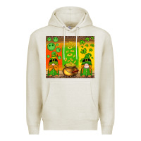 Oatmeal Heather st patricks gnomes and coins with shamrock Premium Hoodie - Artiststas