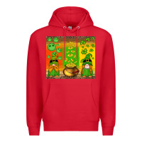 Red st patricks gnomes and coins with shamrock Premium Hoodie - Artiststas