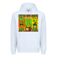 White st patricks gnomes and coins with shamrock Premium Hoodie - Artiststas