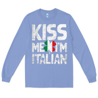 Colony Blue Kiss Me I'm Italian Long Sleeve Tee - ArtChic