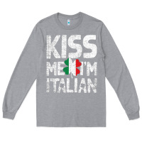 Heather Grey Kiss Me I'm Italian Long Sleeve Tee - ArtChic