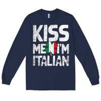 Navy Kiss Me I'm Italian Long Sleeve Tee - ArtChic