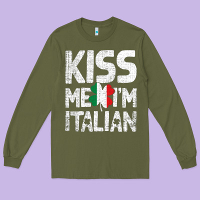 Kiss Me I'm Italian Long Sleeve Tee Designed By Artchic