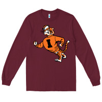 Burgundy Vintage Walking Angry Tiger Idaho State Long Sleeve Tee - ArtChic