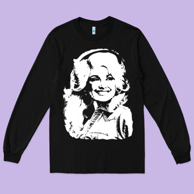 Dolly Parton Distressed Photo Long Sleeve Tee Designed By Artchic