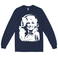 Navy dolly parton distressed photo Long Sleeve Tee - ArtChic