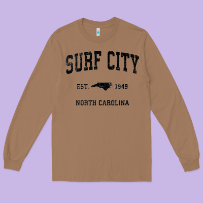 Surf City North Carolina Nc Vintage Sports Design Black Prin Long Sleeve Tee Designed By Studioelite