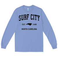 Colony Blue Surf City North Carolina Nc Vintage Sports Design Black Prin Long Sleeve Tee - StudioElite