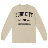 Mushroom Surf City North Carolina Nc Vintage Sports Design Black Prin Long Sleeve Tee - StudioElite