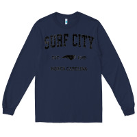 Navy Surf City North Carolina Nc Vintage Sports Design Black Prin Long Sleeve Tee - StudioElite