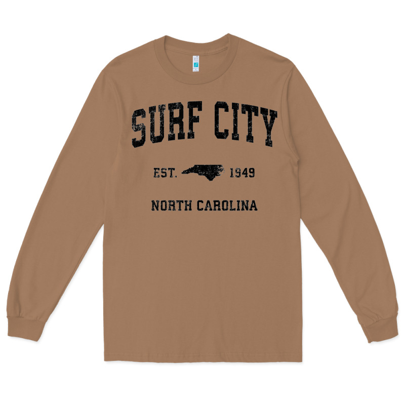 Surf City North Carolina Nc Vintage Sports Design Black Prin Long Sleeve Tee by StudioElite | Teevron