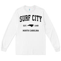 White Surf City North Carolina Nc Vintage Sports Design Black Prin Long Sleeve Tee - StudioElite