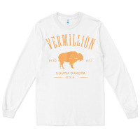 White vermillion south dakota bison distressed design t shirt Long Sleeve Tee - StudioElite