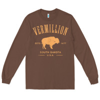 Chestnut vermillion south dakota bison distressed design t shirt Long Sleeve Tee - StudioElite