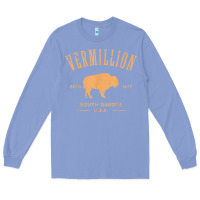 Colony Blue vermillion south dakota bison distressed design t shirt Long Sleeve Tee - StudioElite