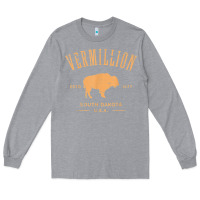 Heather Grey vermillion south dakota bison distressed design t shirt Long Sleeve Tee - StudioElite
