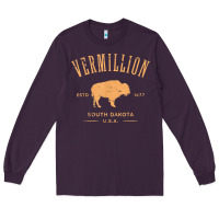 Plum vermillion south dakota bison distressed design t shirt Long Sleeve Tee - StudioElite