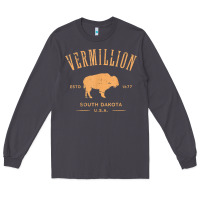 Smoke vermillion south dakota bison distressed design t shirt Long Sleeve Tee - StudioElite