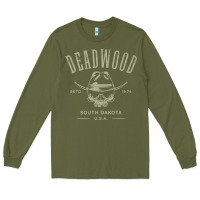 Army Green deadwood south dakota usa distressed skull design souvenir premium t s Long Sleeve Tee - StudioElite