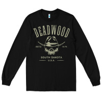 Black deadwood south dakota usa distressed skull design souvenir premium t s Long Sleeve Tee - StudioElite