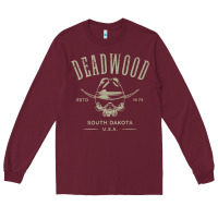 Deadwood South Dakota Usa Distressed Skull Design Souvenir Premium T S Long Sleeve Tee | Teevron