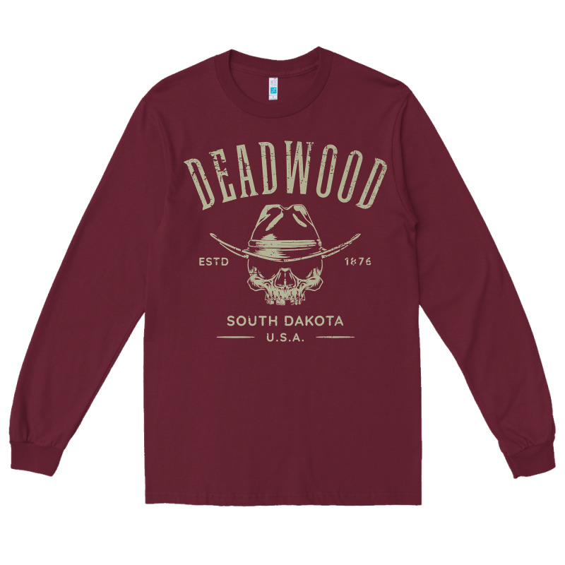 Deadwood South Dakota Usa Distressed Skull Design Souvenir Premium T S Long Sleeve Tee by StudioElite | Teevron