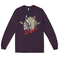 Plum trust the government skull native american chief native t shirt Long Sleeve Tee - StudioElite