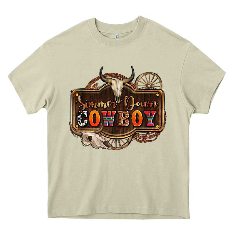 Simmer Down Cowboy Olivia Heavy Core Tee by OliviaCreatesArt | Teevron