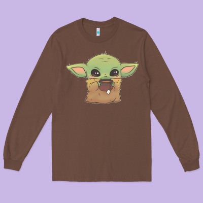 Baby Yoda Long Sleeve Tee Designed By Studioelite