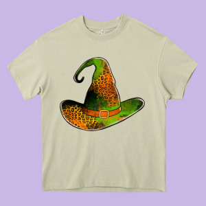 Leopard Witch Hat Heavy Core Tee Designed By Jasminsmagicworld