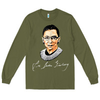 Army Green rbg ruth bader ginsburg feminist t shirt   signature art Long Sleeve Tee - StudioElite