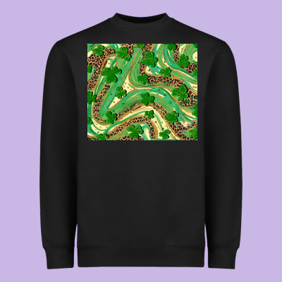 St. Patrick's Day Shamrock Leopard Heavyweight Sweatshirt Designed By Ranaportraitstore