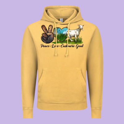 Peace Love Cashmere Goat Vintage Hoodie Designed By Lillyallendesigns